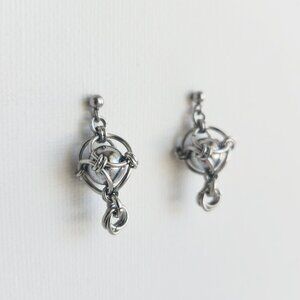 Chainmaille whimsical fairy dangly silver earrings